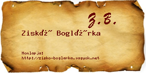Ziskó Boglárka névjegykártya