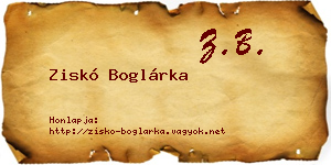 Ziskó Boglárka névjegykártya